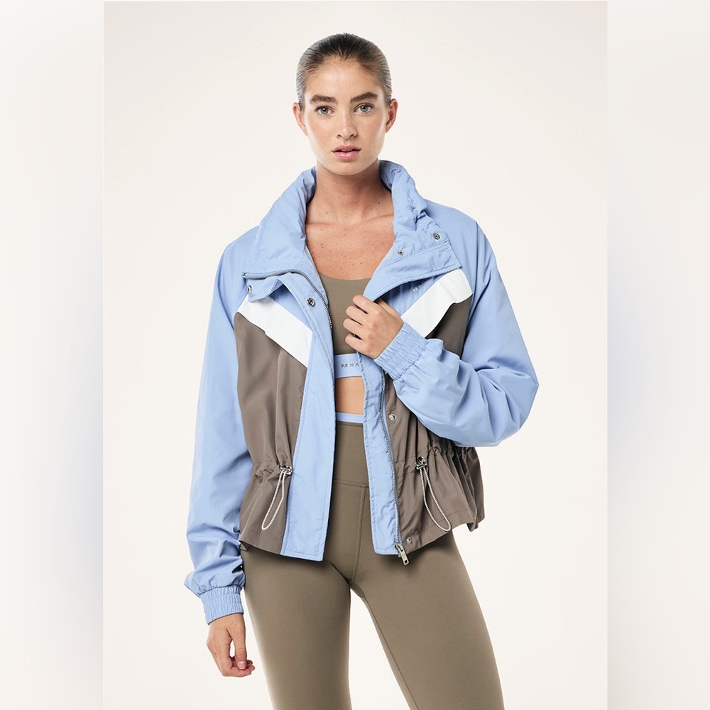 P.E Nation Blue, Taupe & White Colorblock shelter Jacket L/G